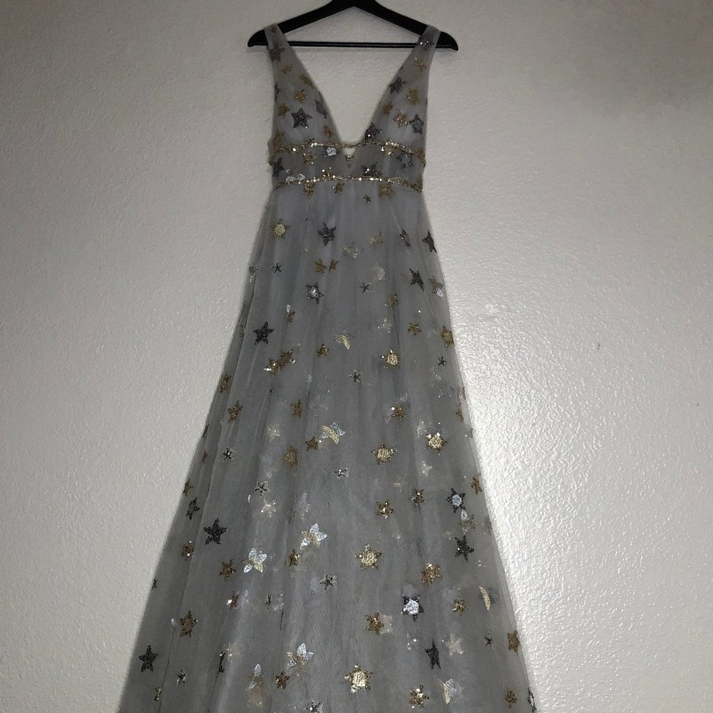 Willow by Watters Orion Inspired Long Silver Starry Wedding Dress